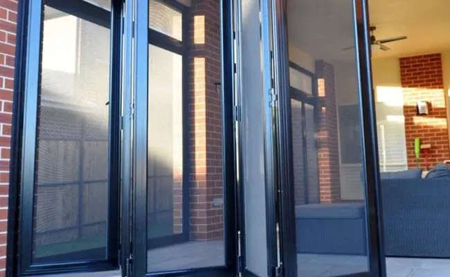 Our bi-fold security screen doors provide a multi-panel hinged door that can secure extremely wide openings.