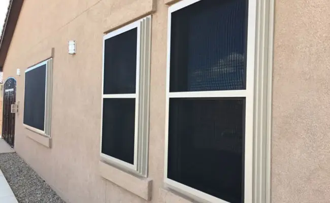 security window screens on a house