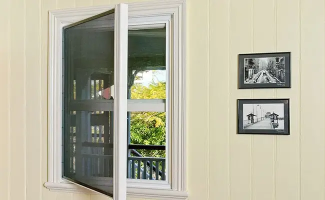 security window screens on an open window